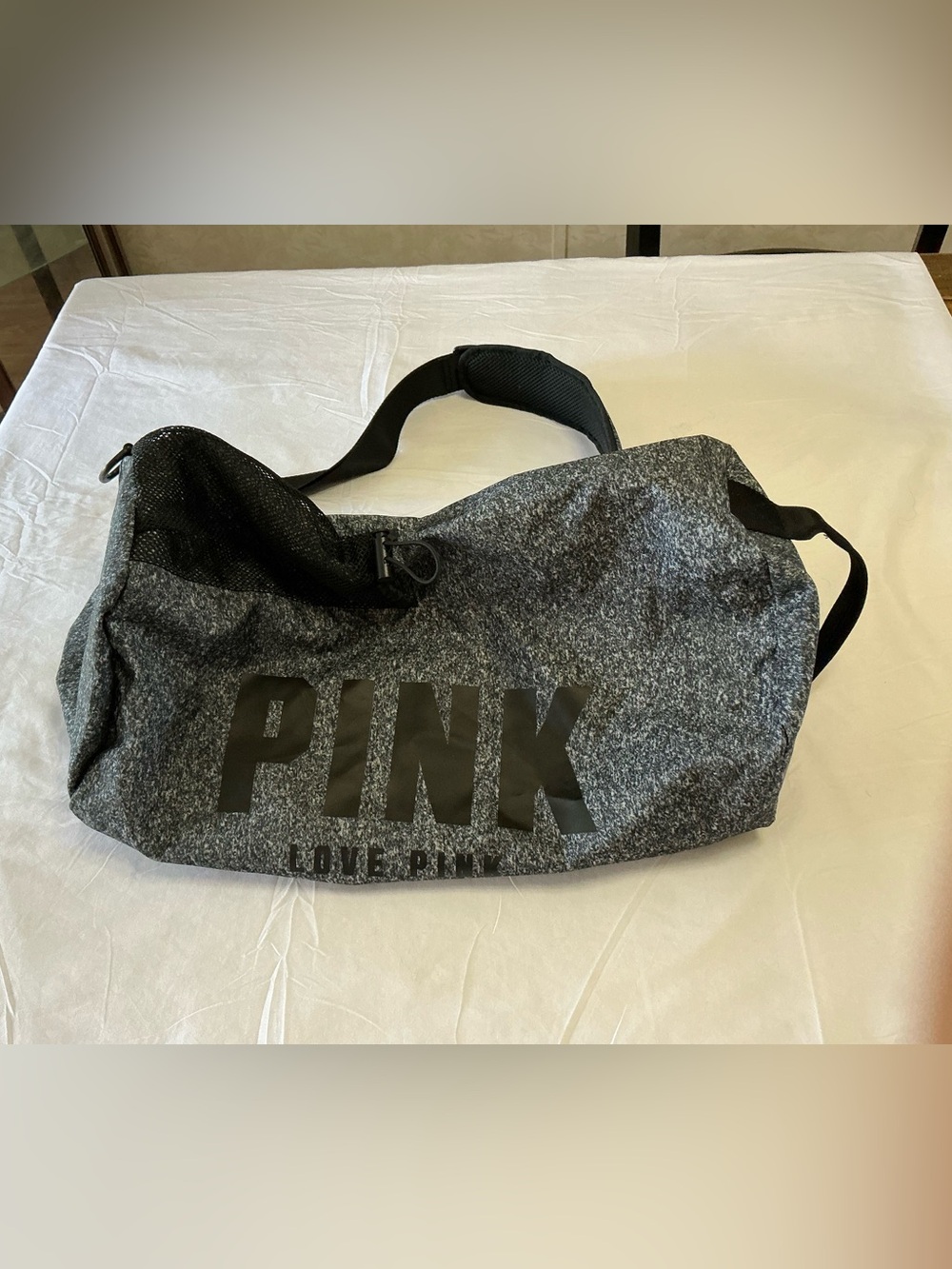PINK Victoria's Secret Gray Logo Duffel Tote
